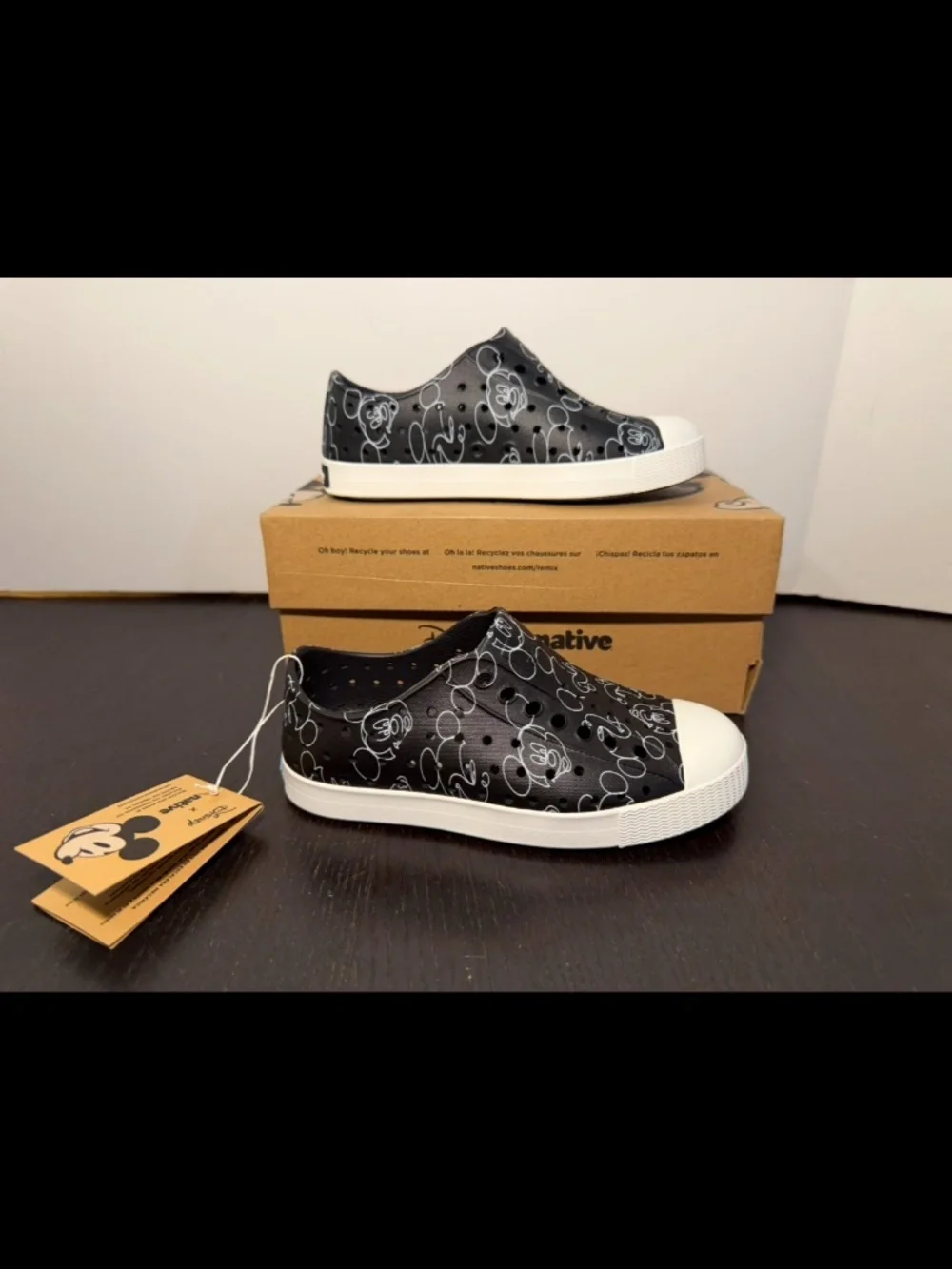 Native Jefferson Print Shoes Black/White/Mickey Doodle Little Kids/Toddler C11